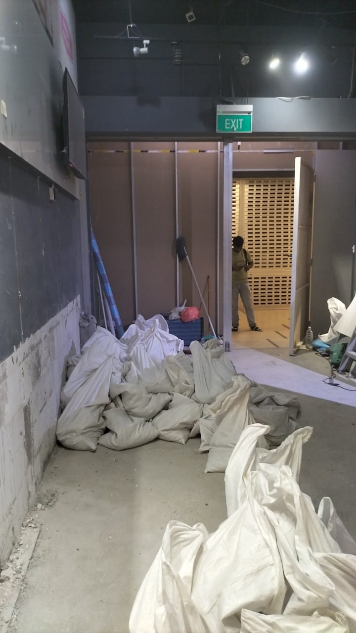 Dust and debris contained during a live-mall strip-out